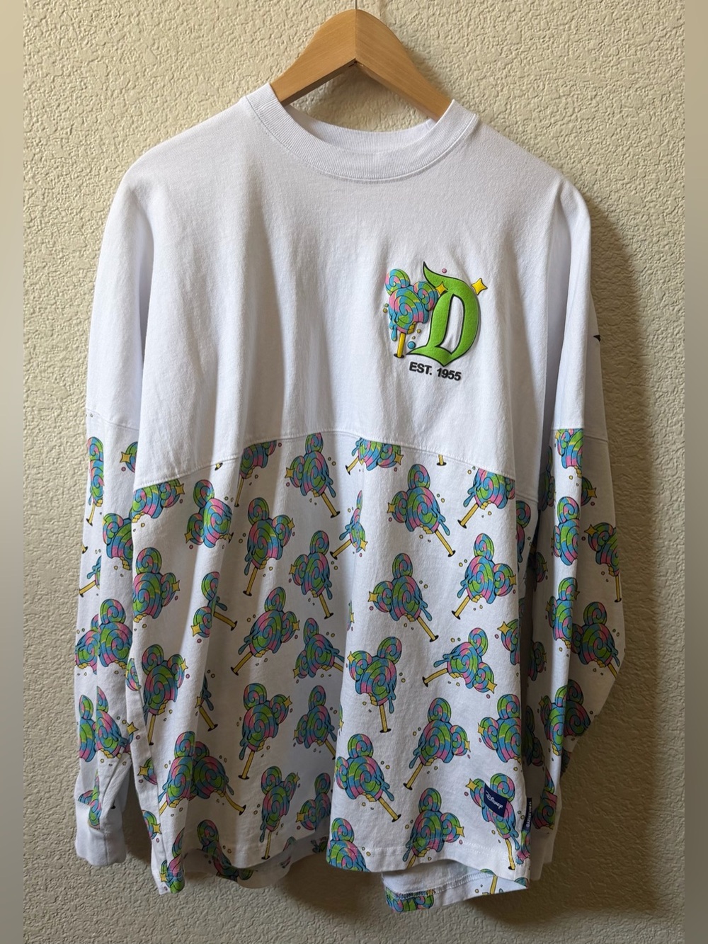 Disneyland Resort US Large Mickey Lollpops Spirit Jersey Colorful Puff Spellout